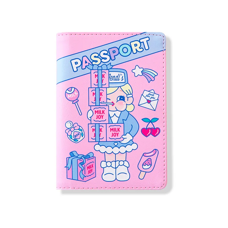 Pink Женская Обложка на паспорт для поездок аксессуары, из искусственной кожи банковский идентификатор чехол держатель карты Мода Мультфильм паспорт бизнес кошелек для девочек - Цвет: Pink