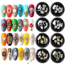 

1 Box Luxury Alloy Nail Art Decorations Nail Rhinestones Glitter AB Crystal Flat Back Nails Stone Gems DIY Manicure Design Charm