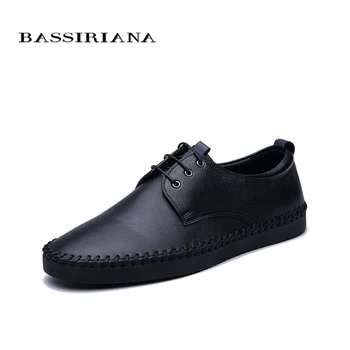 

Bassiriana 2020 spring new black men's leather shoes high quality lace-up flat shoes comfortable rubber outsole