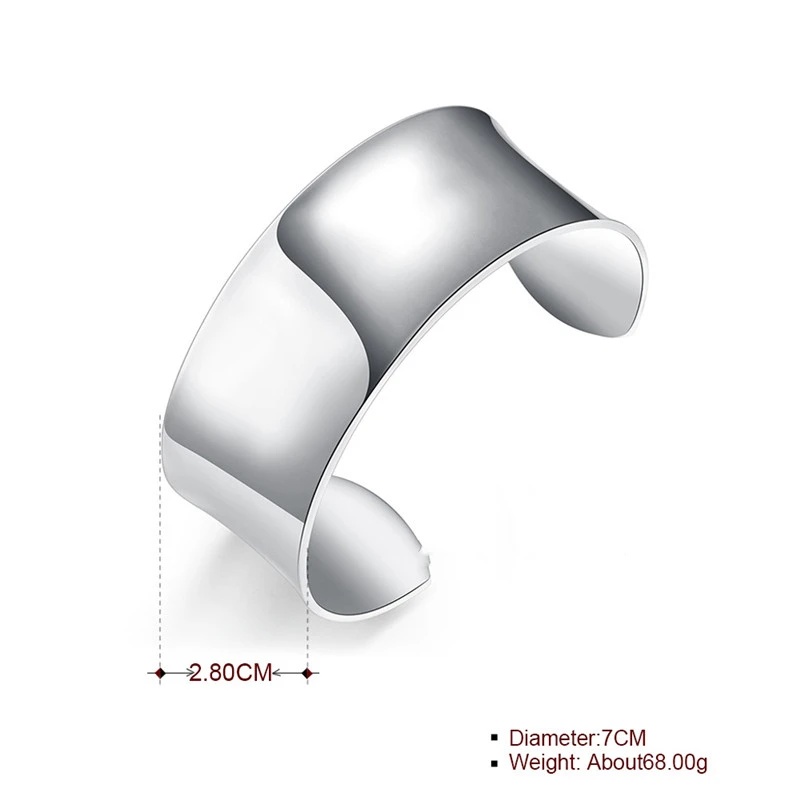 Новое поступление чистый 925 серебристый браслет браслеты для женщин Гладкий Открытый браслет ювелирные изделия