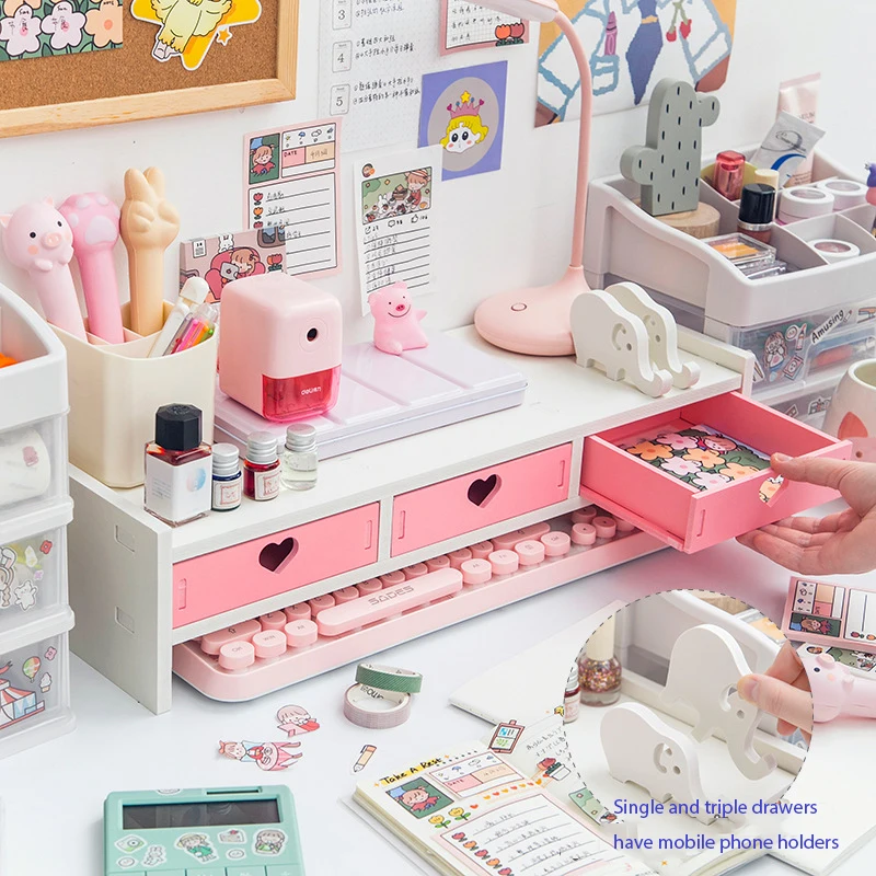 

Lovely Desktop Computer Monitor Increase Rack Office Dormitory Desktop Storage Bedroom Table Shelf Stationery Storage Supplies