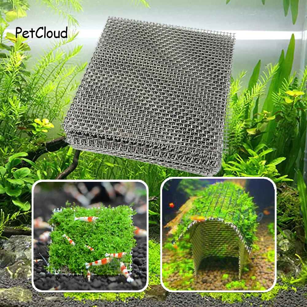 DIY Aquarium Decoration Net For Aquarium Plant Live Stainless Steel Wire Mesh Water Grass Plants Fixed Net Fish Tank Accessories