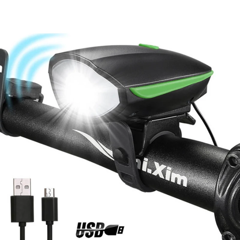 

Bicycle headlight bicycle bell light LED light bicycle light, charging usb light with bicycle bell