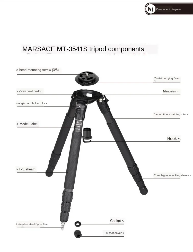 US $407.03 MARSACE MT3541S No Axis Combination Series No 3 Camera SLR Photography Carbon Fiber Tripod Carbon Fiber Bracket