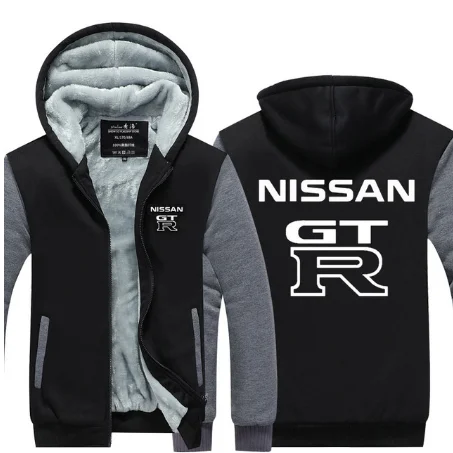 Новые модные повседневные толстовки с капюшоном для Nissan GTR, пальто на молнии, Мужская Осенняя Толстая свободная толстовка, мужское утепленное пальто-01 f