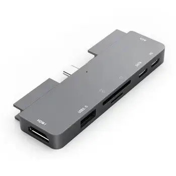 

7 in 1 USB Type-C HUB to HDMI USB3.0 USB-C PD TF Memory Card AUX Port Laptop Docking Station Computer Notebook Splitter Adapter