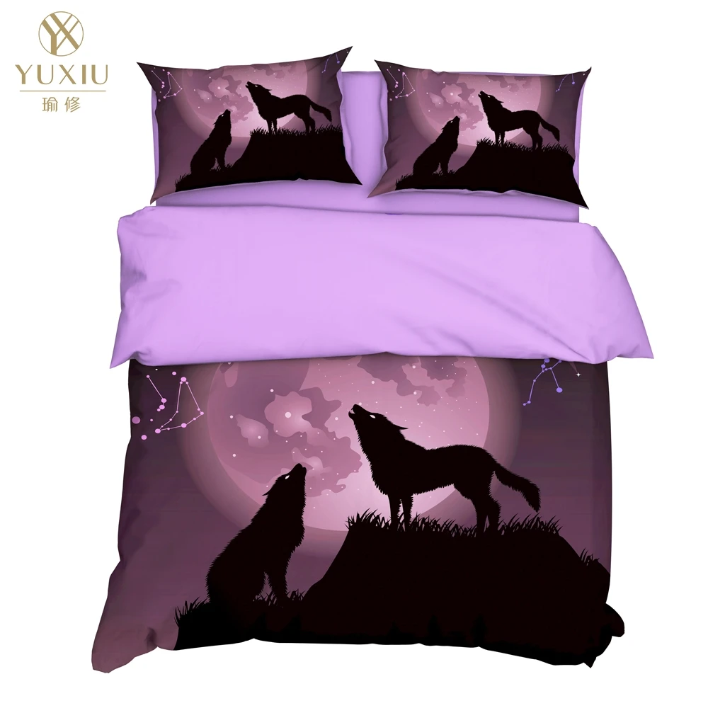 

YuXiu 3D Printing Animal Wolf Duvet Covers 3Pcs Sets Bedding Set Bed Linen Cover Pillowcases King Queen Full Twin Double