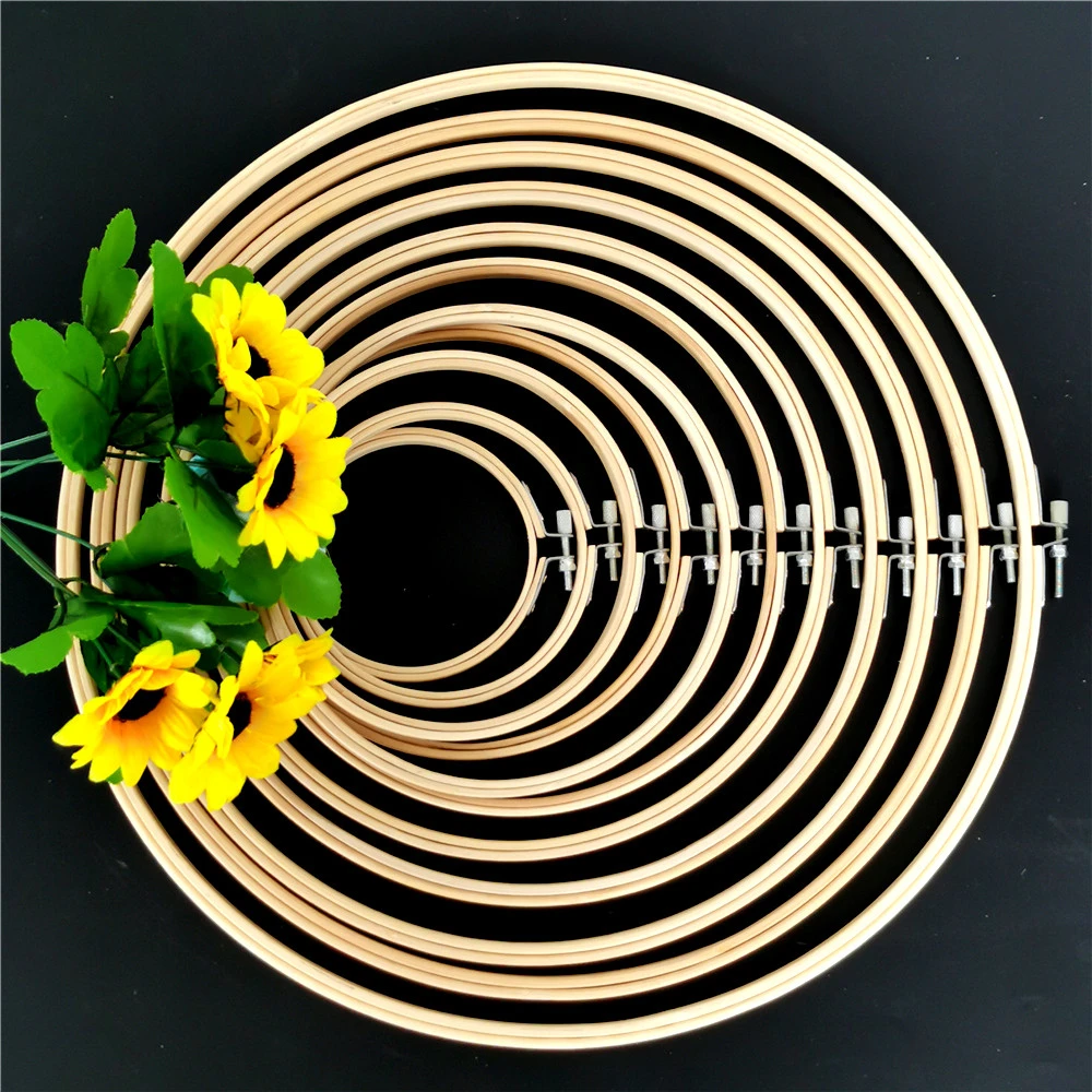 Mini aro de bambú para bordado de madera, punto de cruz, marco de anillo, tijeras de hilo de coser grandes, accesorios de decoración, 10-40cm
