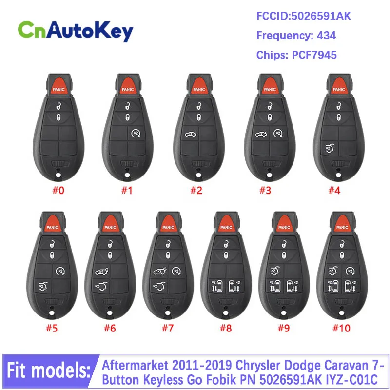 Car Remote Key Smart Key Replacement For Jeep Chrysler Dodge