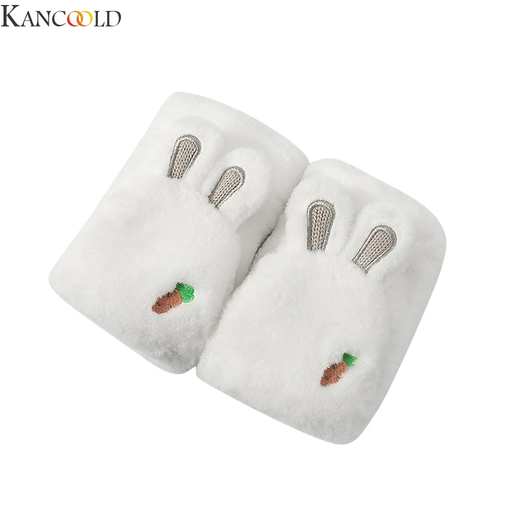 KANCOOLD, женские зимние перчатки, мультяшный кролик, полупалец, Забавные милые перчатки для вождения, теплые, с защитой от холода, велосипедные варежки, теплые