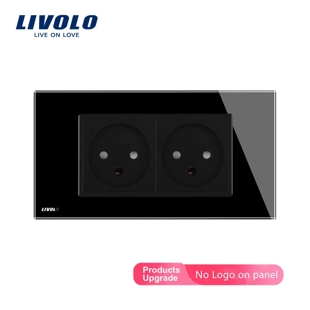 Beste LIVOLO prise Dubbele Israël Power 16A outlet, Gehard Wit Zwart Glas Panel, AC 100 ~ 250 V, Siamesed Ontwerp, geen logo