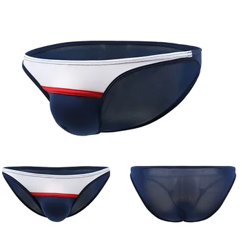 

Sexy New Mens Underwear Breifs U Convex Thin Ice Silk Low Waist Patchwork Color Men Briefs Bikini Underwear Male Panites