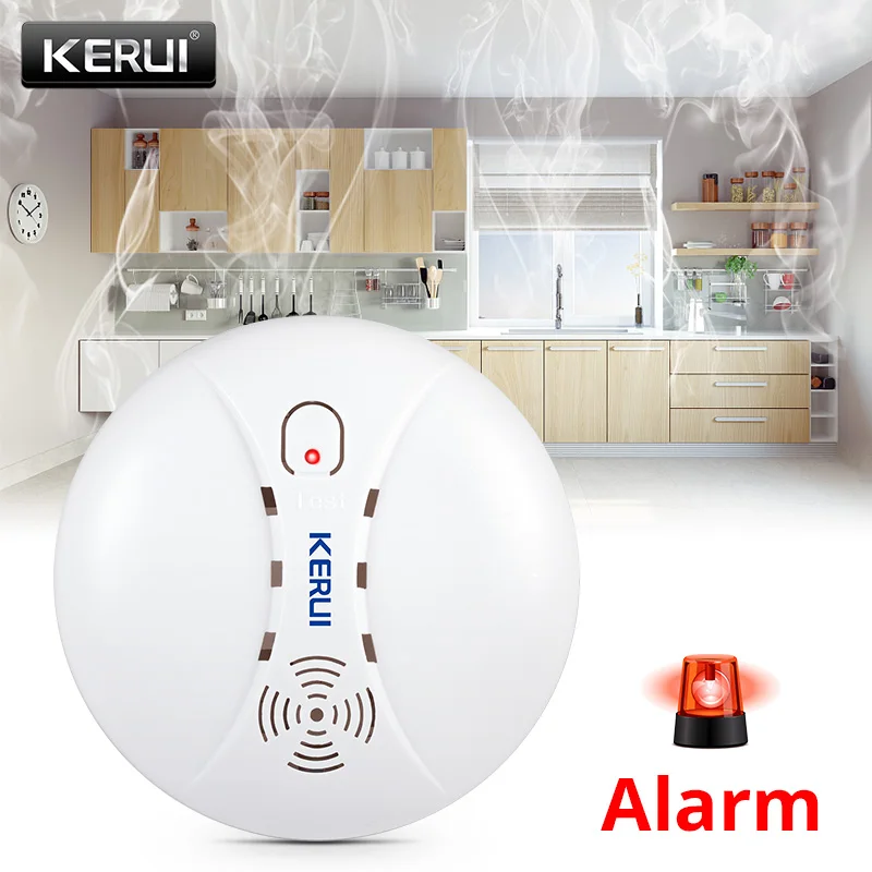 KERUI-Sensor de humo de alta sensibilidad, protección de seguridad, 433MHz, recordatorio de batería baja, Detector de seguridad