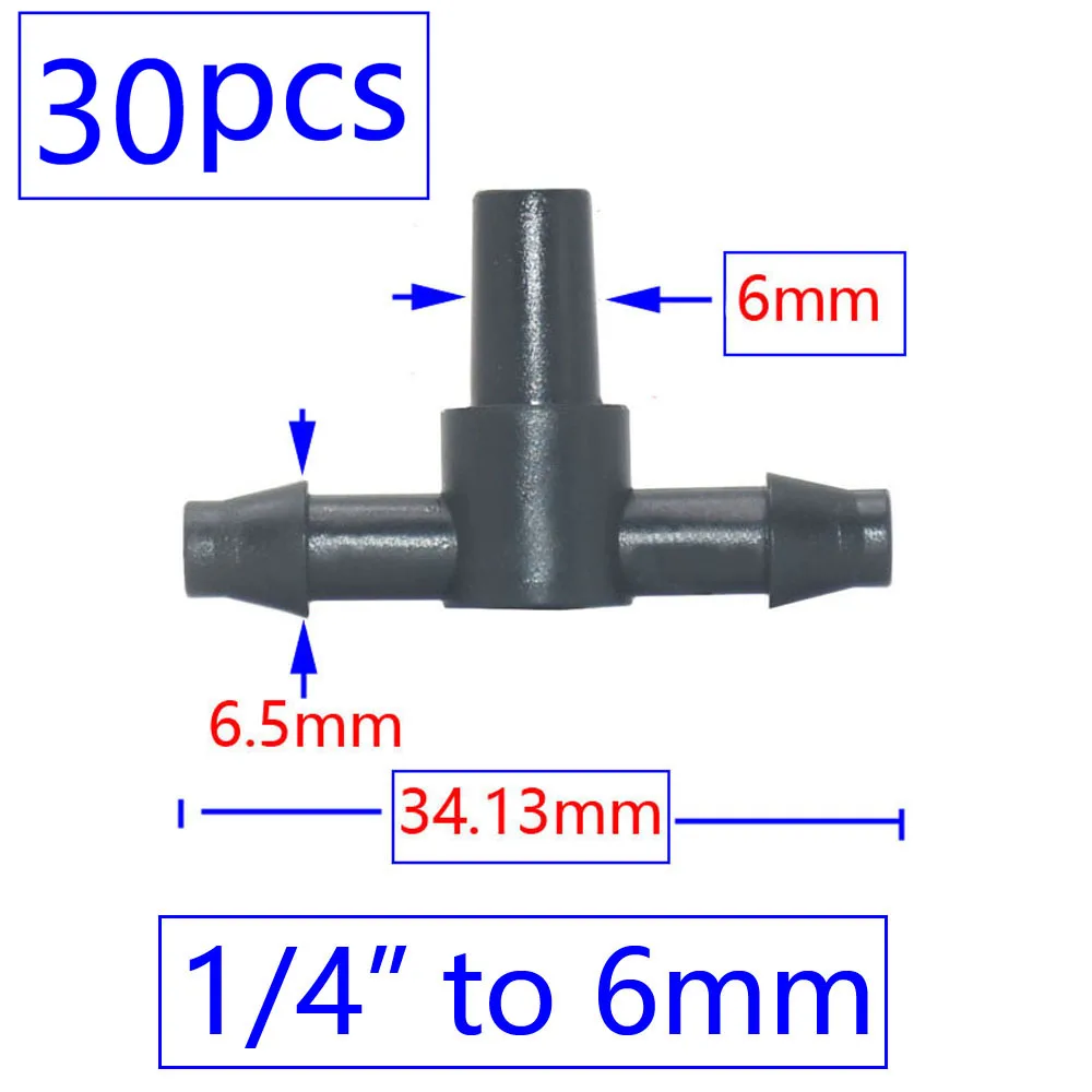 Irrigation Sprinkler 1/8 1/4 Inch Double Barbed Tee Single Elbow Water Pipe Connector Fitting Repair for 3/5 4/7mm Hose Coupler