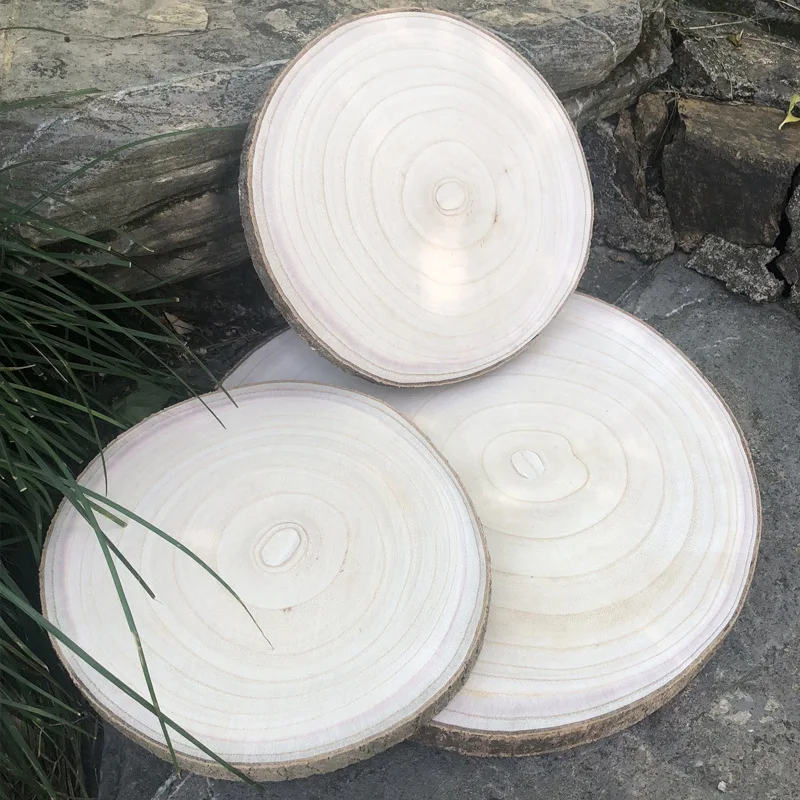 

20-30cm Nature Wood Chip Polished Base Handmake Craft With TreeBark Log Discs DIY Crafts Party Painting Decoration