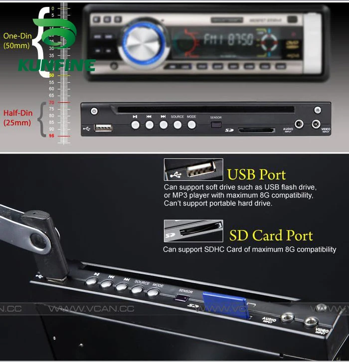 Автомобиль Половина din dvd-плеер USB ридер автомобильный 1/2 din DVD-600