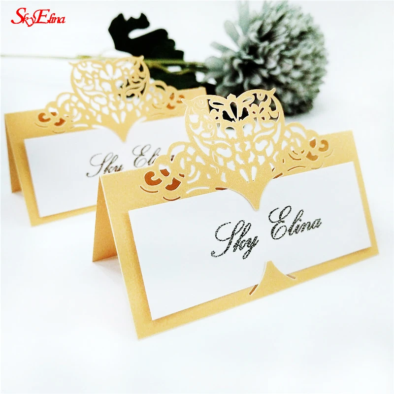 Wedding Place Cards 10/50/100Pcs Laser Cut Place Card Wedding Name Cards Guest Wedding Party Table Decoration Name Place Card Decoration