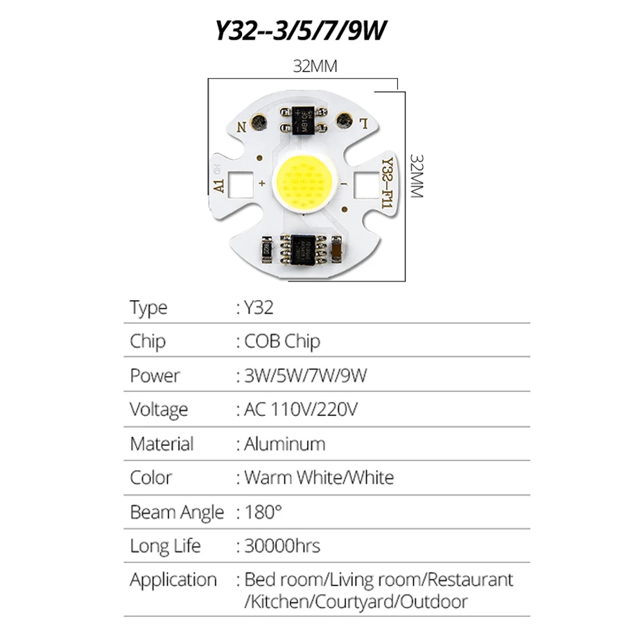 Warm White LED COB Lampe Chip 20W 30W 50W 100W Eingang Smart-IC-Treiber Kalt