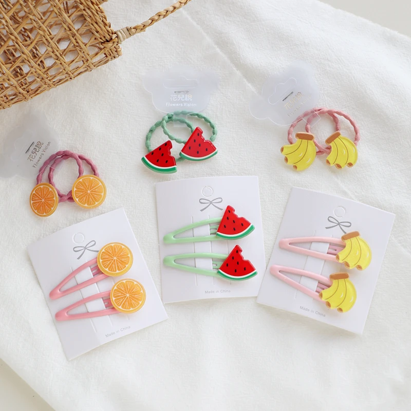 

2 PCS New Fruit Pineapple Princess BB Hairpins Kids Elastic Hair Bands Baby Headdress Children Hair Ropes Girls Hair Accessories