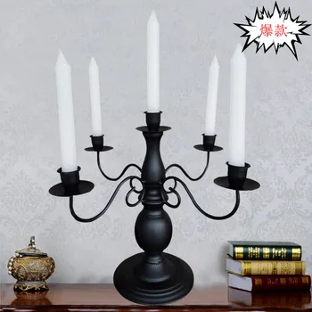 

Vintage Romantic Candlestick Holders Moroccan Metal Black Pillar Candle Holder Nordic Style Table Porta Velas Decoration AE50ZT