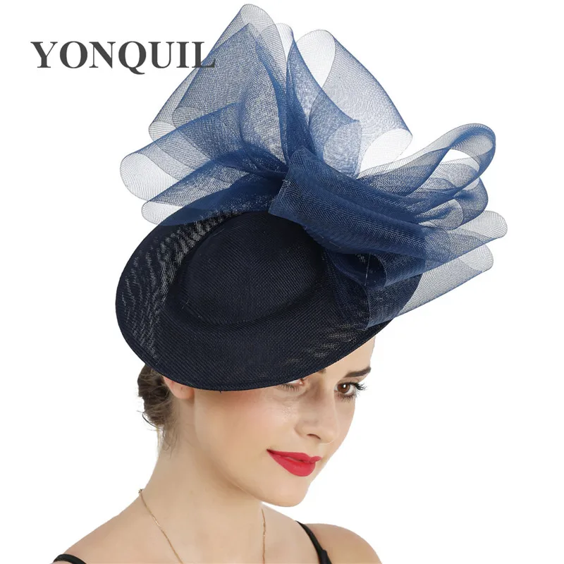 Sinamay Navy Fascinator Big Hat Mesh 