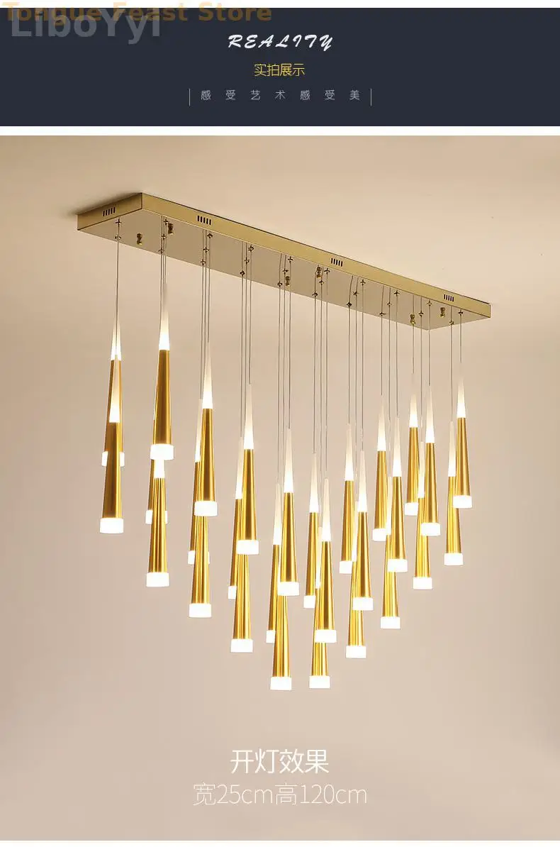 Modern Design Gold Black Minimalist Luster LED Chandelier for Bedroom Dining Living Room Loft Restaurant Cafe Interior Home Deco