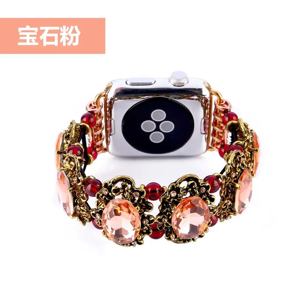Ремешок для Apple Watch 5, 4, ремешок 38 мм, 40 мм, 42 мм, 44 мм, женский, богемный этнический Античный стиль для Iwatch Series 5, 4, 3, 2, 1 - Цвет ремешка: pink