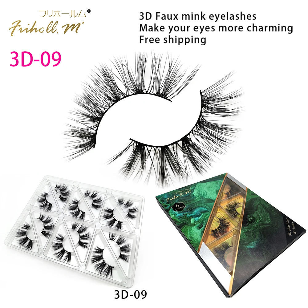 3D-09 Friholl. m ресницы 6 пар 25 мм Искусственные норковые ресницы роскошный макияж 3d5d синтетические шелковые накладные ресницы индивидуальная посылка - Цвет: 3D-09