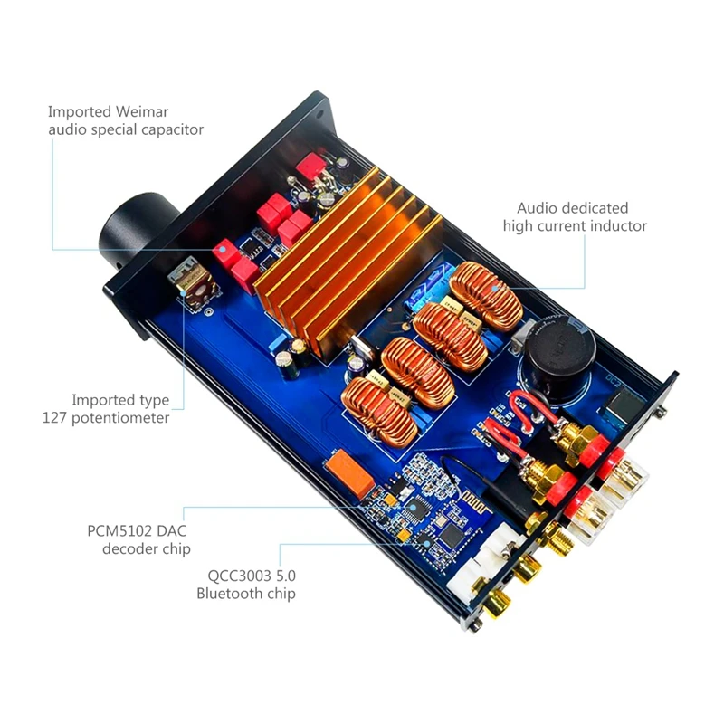 Tpa3255 Bluetooth 5.0 Digital Audio Amplifier 325Wx2 High Power Class D 2.0 Channel Amp Dac Pcm5102 Decoding For Phone