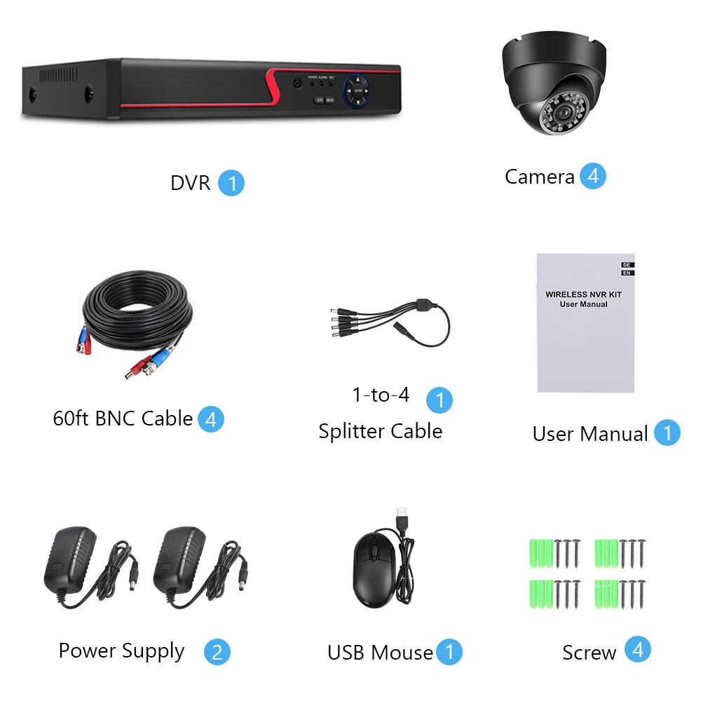 1080 P/8 4CH DVR комплект видеонаблюдения Системы 8/4/2 шт. 2MP всепогодный пуля/купольная IP камера Камера домашнего видеонаблюдения Системы