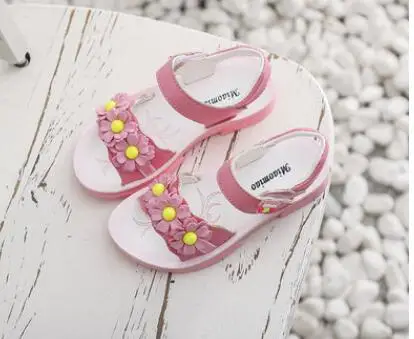 Летние новые стильные детские сандалии для маленьких детей, модная пляжная обувь с большим цветком для девочек - Цвет: 3