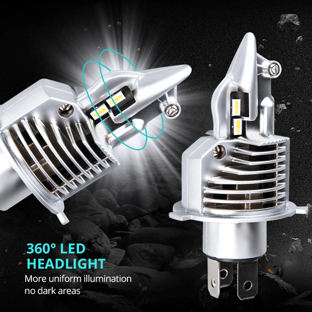 

2Pcs H4 Led Bulbs Fighter Foco Motorcycle Car Headlight 72W 12V 24V 6500K Super Led H4 Motorbike headlight Bulbs lampada Led H4