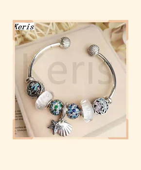 

High Quality 1:1 100% Silver New Starfish Shell Pattern White Glass Bracelet With Free Delivery