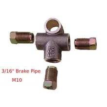 

3 Way Brake T Piece Tee With 3 Male Nuts Short Union Metric M10 3/16" Pipe 10mm Brake Clutch Line Pipe Connector