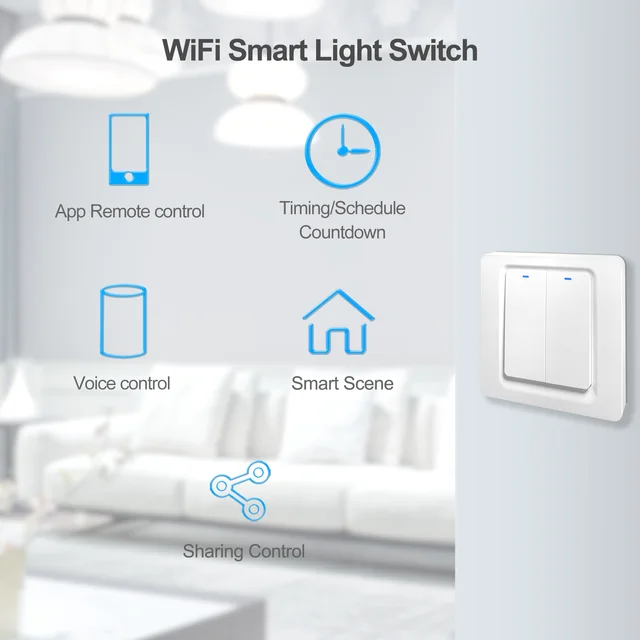 Wifi Smart Light Wall Switch Socket Outlet Push  Wifi Light Push Button  Switch - Smart Home Control - Aliexpress