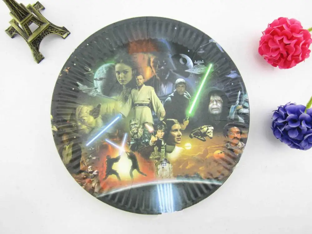 8pcs Star Дисней серия замороженная игрушка "Микки" Винни Принцесса София 7 дюймов тарелка подарок ребенку день рождения фестиваль вечерние принадлежности для пикника - Цвет: 8pcs Star