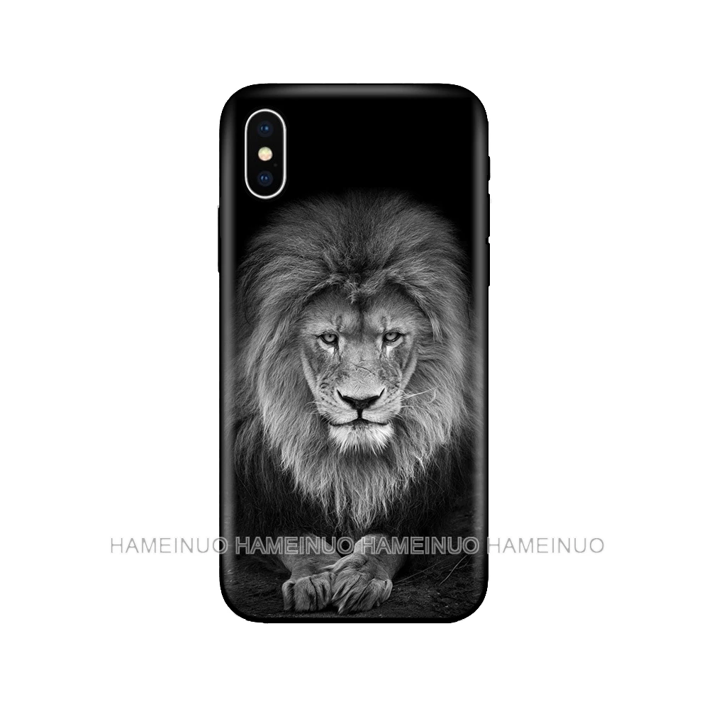 Черный чехол ТПУ для iphone 5 5s se 6 6s 7 8 plus x 10 чехол силиконовый чехол для iphone XR XS 11 pro MAX чехол Большой Лев животное - Цвет: 40003