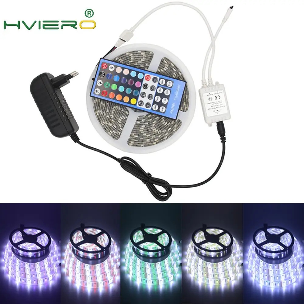 

5m 300Leds DC 12V 5050 RGB White RGB Warm LED Strip Flexible Lights IP20 Holiday Light 40key IR Remote Desk Lamp Garden Lighting