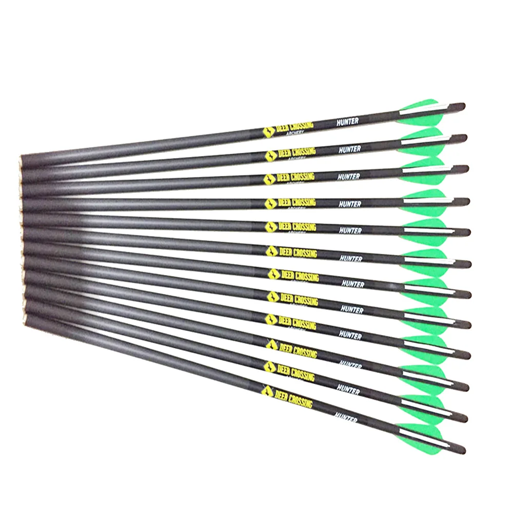 Setas de Carbono Nock para Caça Tiro com Arco 20 22 Besta Parafuso Id7.6mm 3 Seta Aleta Halfmoon 6 - 12 Pçs 17 4 Arco e flecha