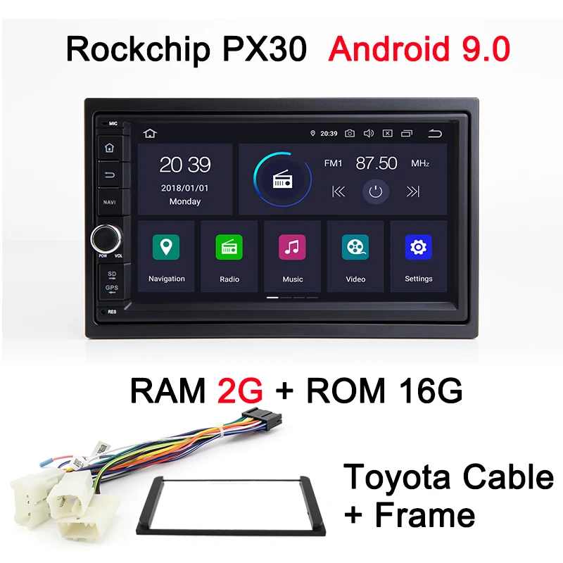 AUTOTOP " ips экран 2 Din Автомобильный Android 9,0 плеер для Nissan/Toyota/Corolla/Volkswagen Мультимедиа Радио автомобильный DVD стерео gps Navi - Цвет: Toyota Cable Frame
