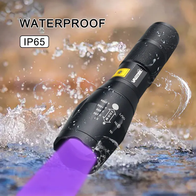 Description Picture 4 of item395nm UV Flashlight Zoomable Violet Ultraviolet Scorpion Invisible Light LED Torch for Pets Stain Hunting Marker Use 18650