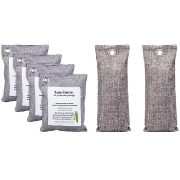 

Promotion! 2 Pack Bamboo Charcoal Air Purifying Bag 50G & 4 Pack Activated Bamboo Charcoal Bag Odor Remover 200G