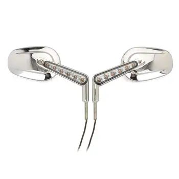 

Led Mirror Light Silver Rear View Left Right Mirrors with LED Turn Signal Mirror for Davidson VRSCF FLSTC FXDB DYNA FXDF