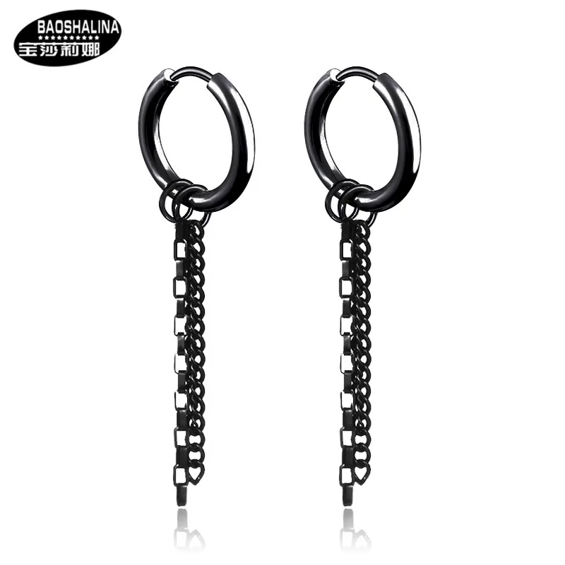 

Korea optimal product chain tassel earrings three chain earrings titanium steel bearings without ear pierced earrings