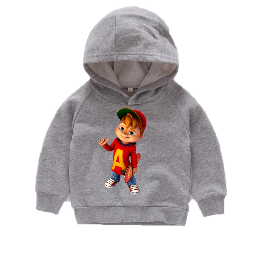 as picture Зимняя толстовка с капюшоном и принтом «Alvin And The Chipmunks», забавные детские топы с круглым вырезом для мальчиков и девочек, детские топы с героями мультфильмов - Цвет: as picture
