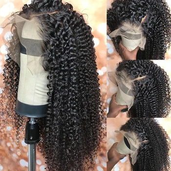 

Brazilian Kinky Curly Wig Full Lace Human Hair Wigs With Baby Hair Transparent U-Part Glueless Full Lace Wig For Women Remy