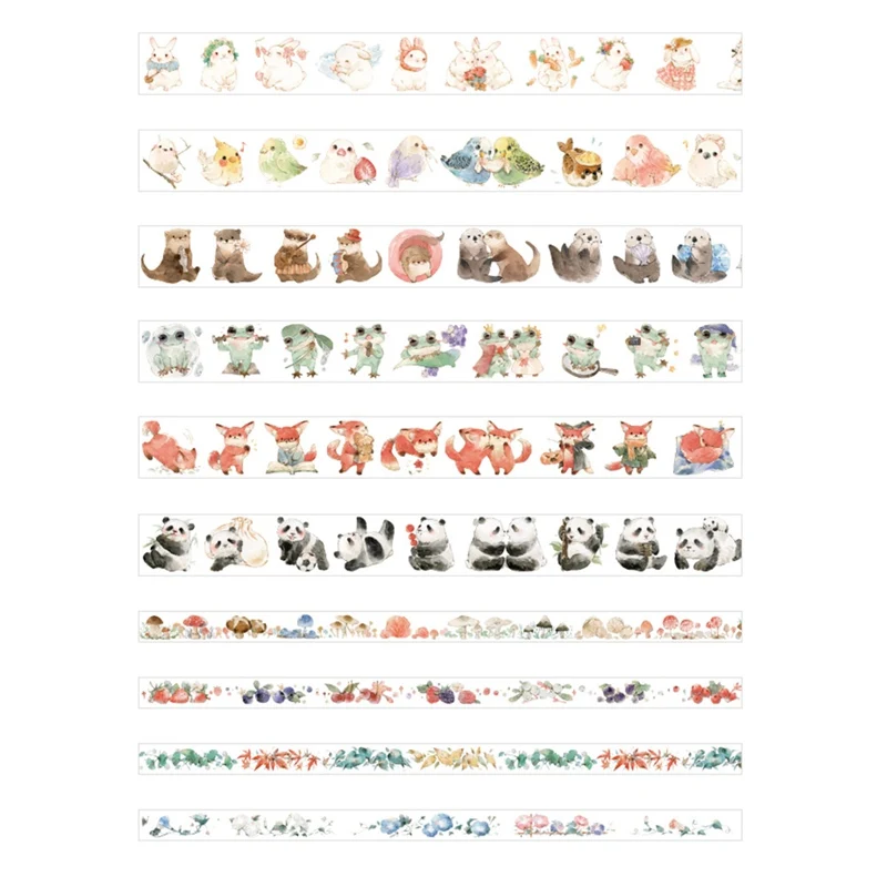 

Lovely Cartoon Animal Rabbit Panda Mushroom Fruit Decoration Paper AdhesiveTape DIY Diary Scrapbooking Masking Tape