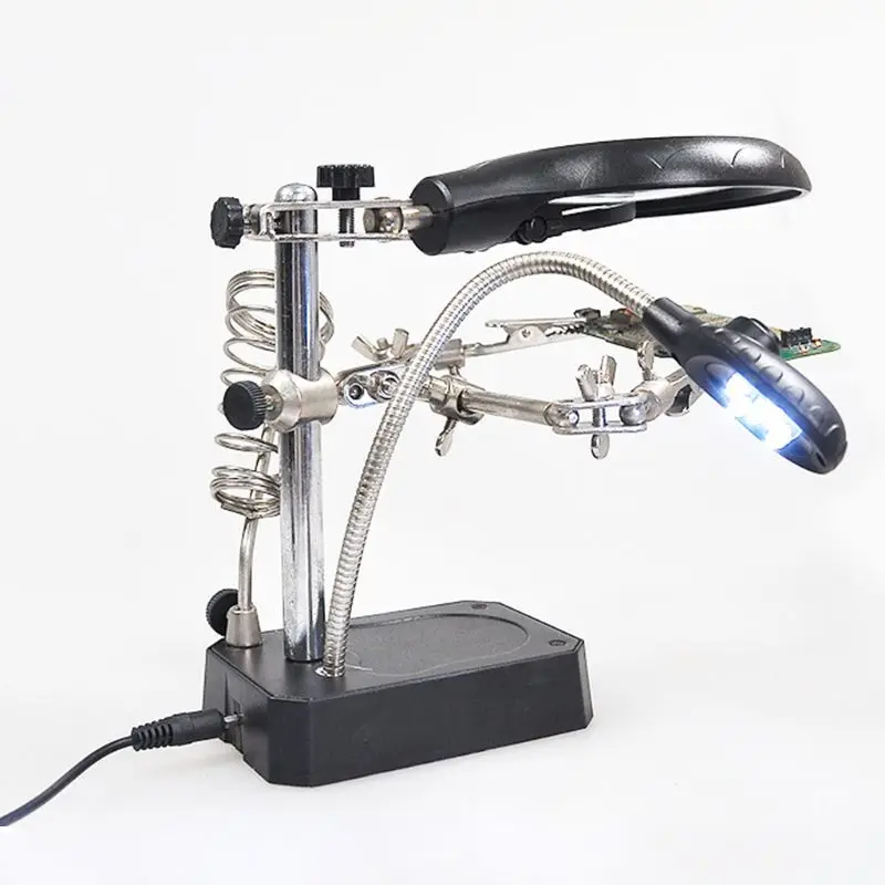 

Welding Magnifier Desk Magnifying Glass Stand 5LED Lights 2.5X-7.5X Lens Auxiliary Clip Loupe Desktop Soldering Repair ToolsA5YD