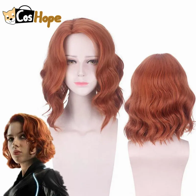 

Avenger Black Widow Cosplay Natasha Romanoff Short Curly Wave Wig Heat Resistant Synthetic Wigs Halloween Cosplay for Women