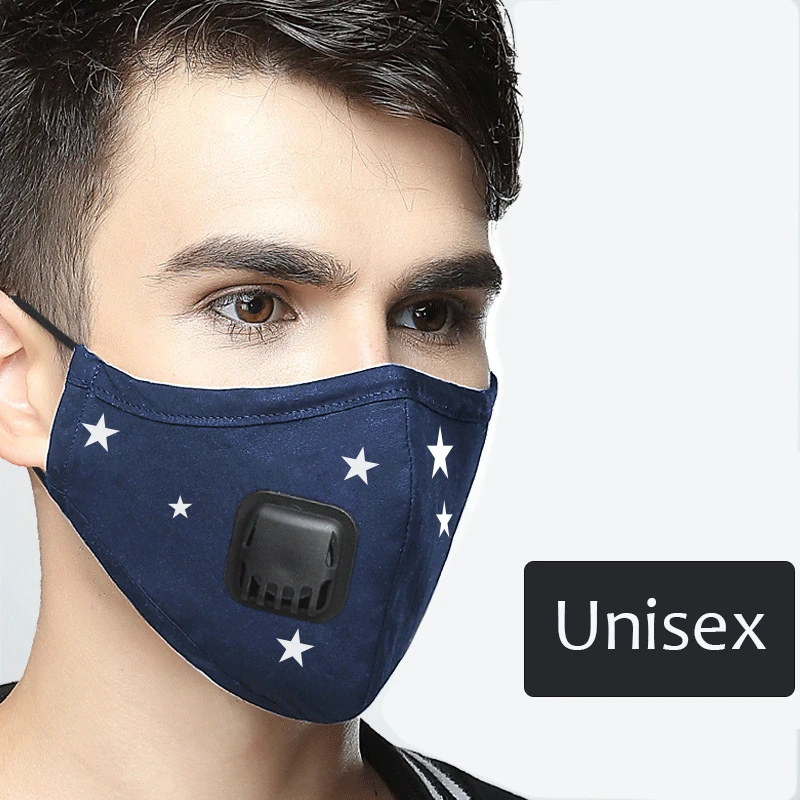 Haze Respirator Mask Mouth Mask Design Carbon Filter Face Cotton Mask Respirator Anti Allergy Activat Carbon Proof Flu Dust Mask - Цвет: Male Blue